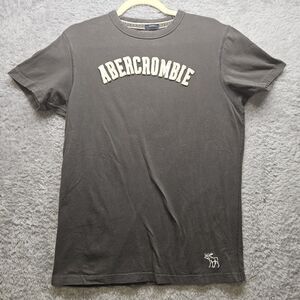 Abercrombie & Fitch Mens Gray Spellout Tshirt Medium Y2K Casual